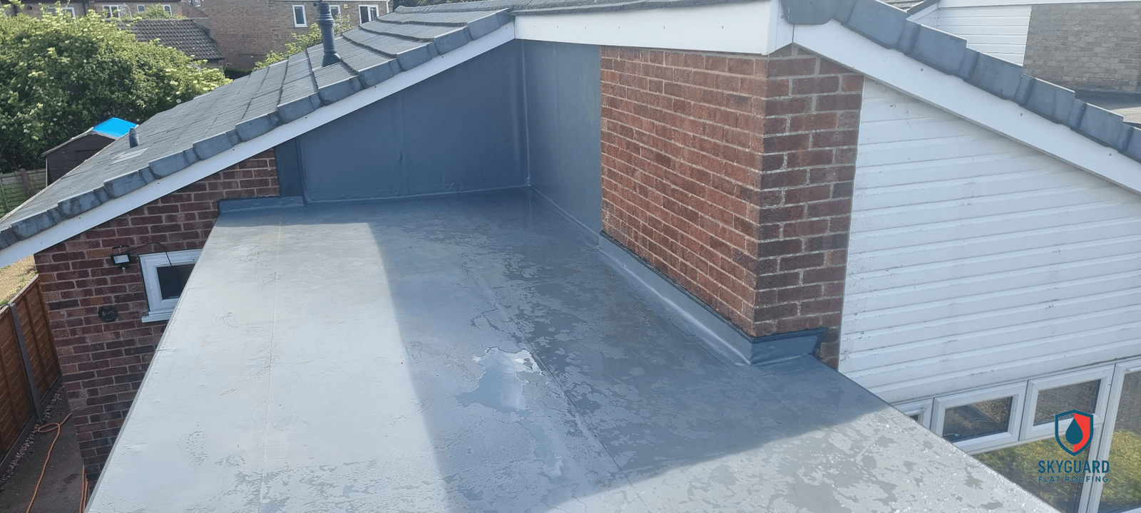 A finished single ply flat roof by Skyguard Flat Roofing